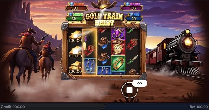 Gold Train Heist - pangunahing screen na may mga reels at pirate cove